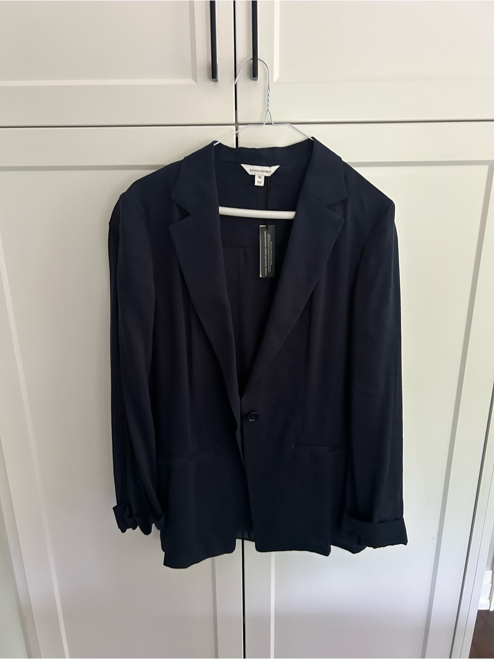 Banana Republic Linen Dark Navy Blazer with Tie Back